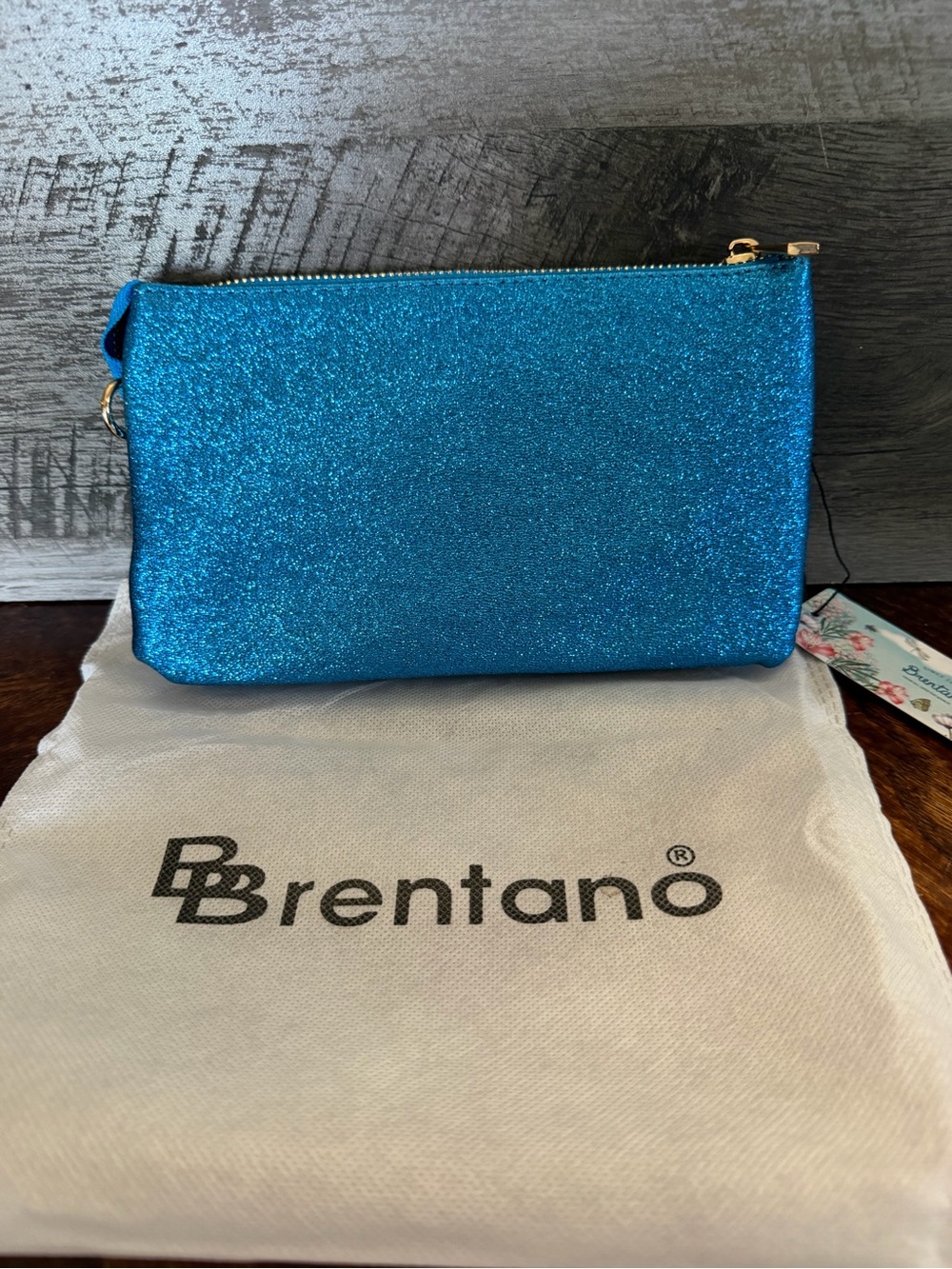 NWT Brentano Blue Sparkle Glitter Crossbody Or Wristlet - Picture 2 of 11